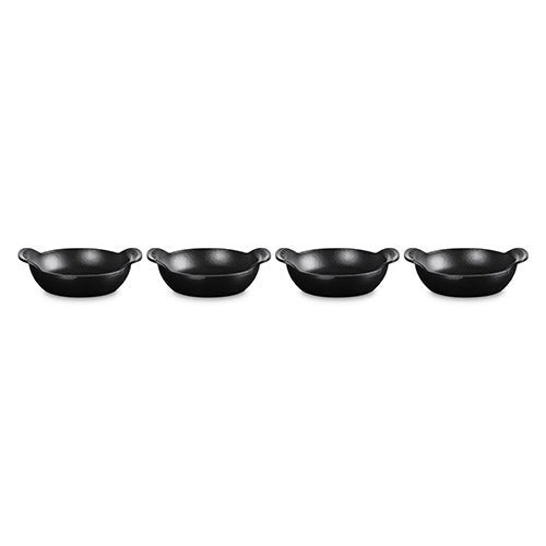 SET OF 4 GOURMAND CAST IRON MINI OVAL 0.3QT BRAISERS