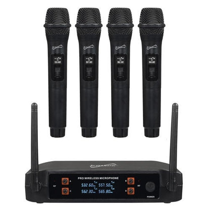 2.4GHZ 4-CHANNEL WIRELESS MICROPHONE SYSTEM W/ 4 MICROPHONES
