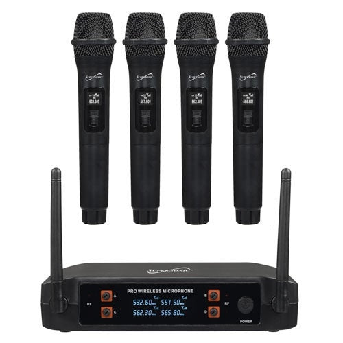 2.4GHZ 4-CHANNEL WIRELESS MICROPHONE SYSTEM W/ 4 MICROPHONES
