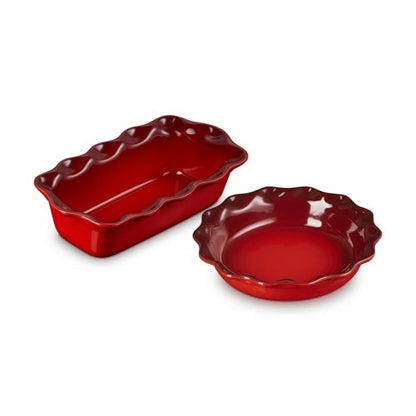 SET OF 2 HERITAGE FLUTED PIE DISH AND FLUTED LOAF PAN