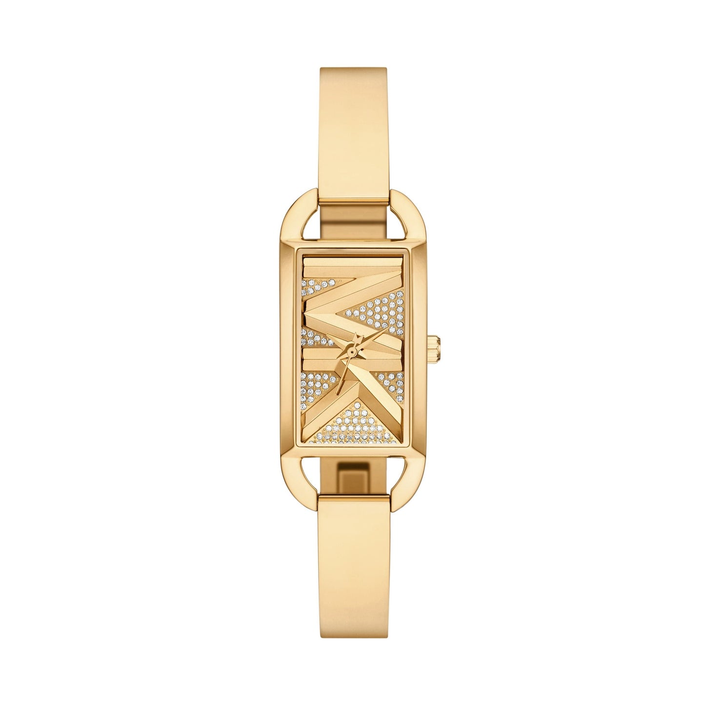 LADIES MINI EMPIRE PAVE STAINLESS STEEL BANGLE WATCH LOGO DIAL