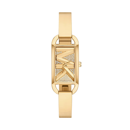 LADIES MINI EMPIRE PAVE STAINLESS STEEL BANGLE WATCH LOGO DIAL