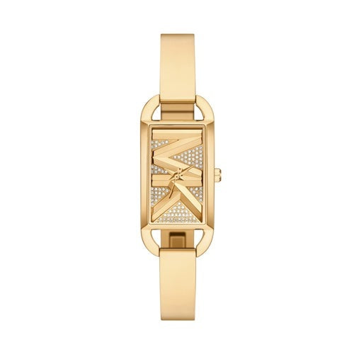 LADIES MINI EMPIRE PAVE STAINLESS STEEL BANGLE WATCH LOGO DIAL