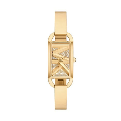 LADIES MINI EMPIRE PAVE STAINLESS STEEL BANGLE WATCH LOGO DIAL