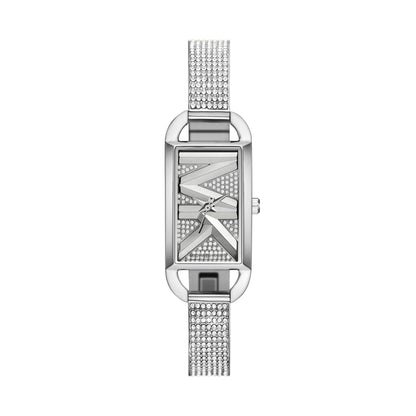 LADIES MINI EMPIRE PAVE STAINLESS STEEL BANGLE WATCH LOGO DIAL
