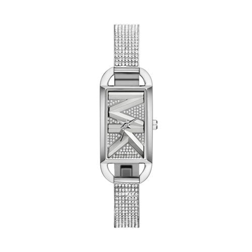LADIES MINI EMPIRE PAVE STAINLESS STEEL BANGLE WATCH LOGO DIAL