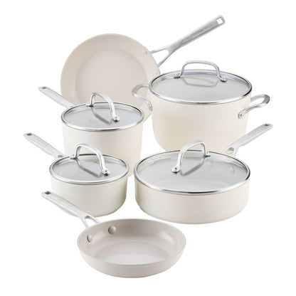 10PC HARD ANODIZED CERAMIC INDUCTION COOKWARE SET