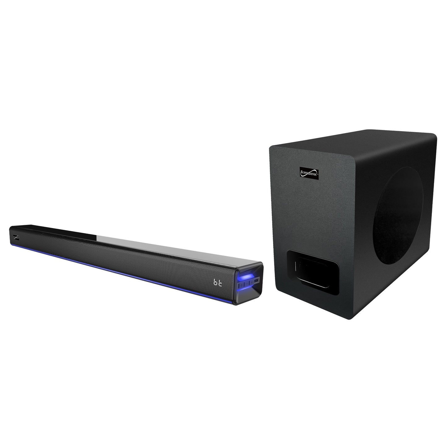 2.0 CHANNEL 31.5" BT SOUNDBAR W/ AMBIENT LIGHTING & WIRELESS SUBWOOFER