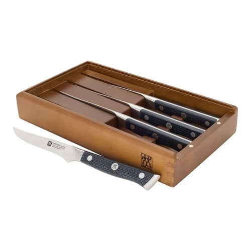 SPECTRUM 4PC STEAK KNIFE SET W/ WOOD PRESENTATION BOX