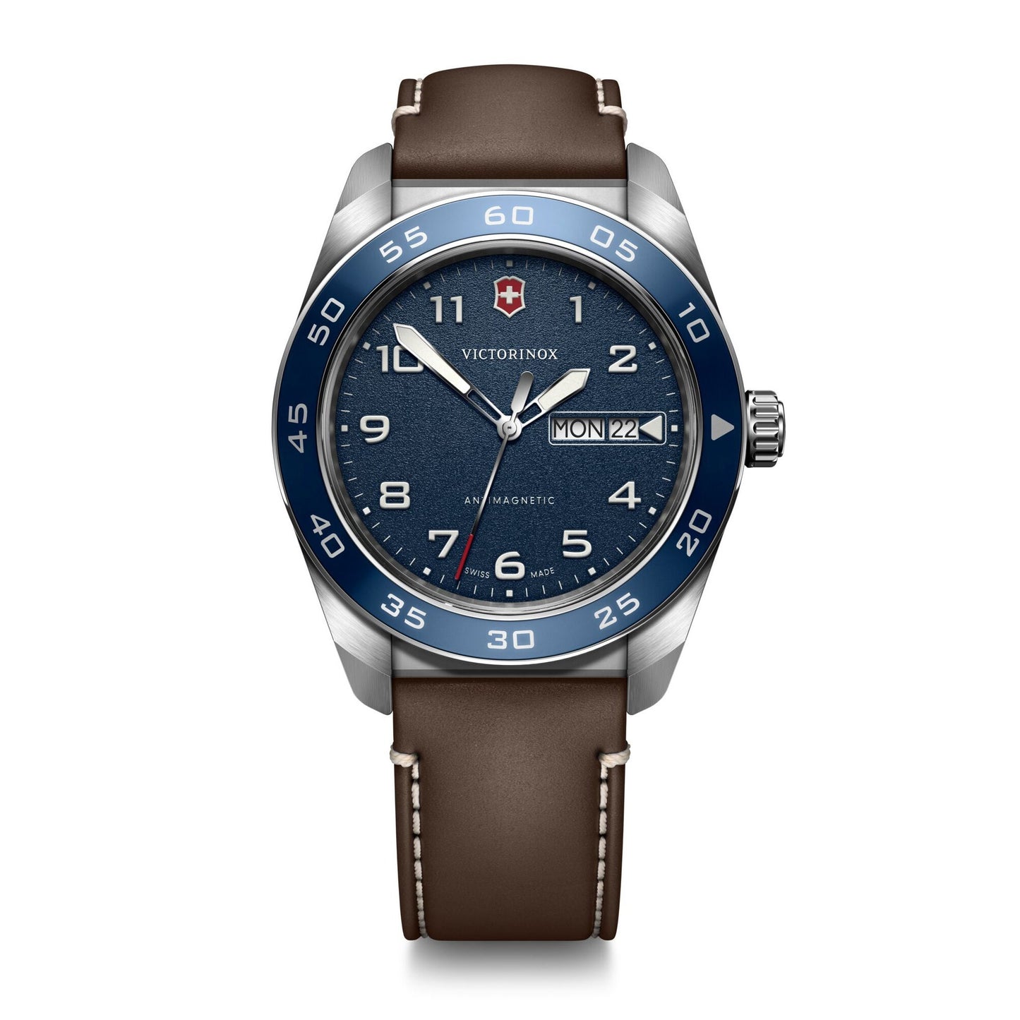 MENS SWISS ARMY QUARTZ LEATHER STRAP WATCH DIAL