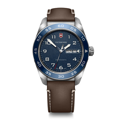 MENS SWISS ARMY QUARTZ LEATHER STRAP WATCH DIAL