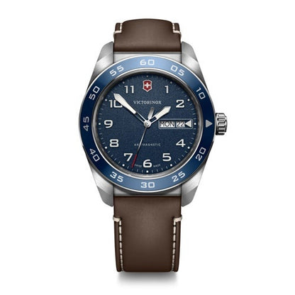 MENS SWISS ARMY QUARTZ LEATHER STRAP WATCH DIAL