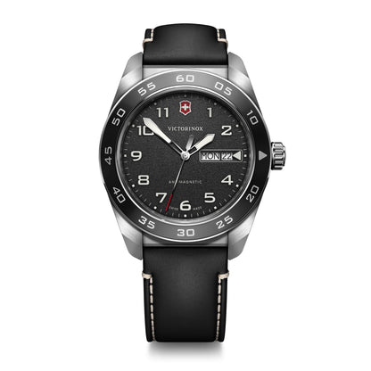 MENS SWISS ARMY QUARTZ LEATHER STRAP WATCH DIAL
