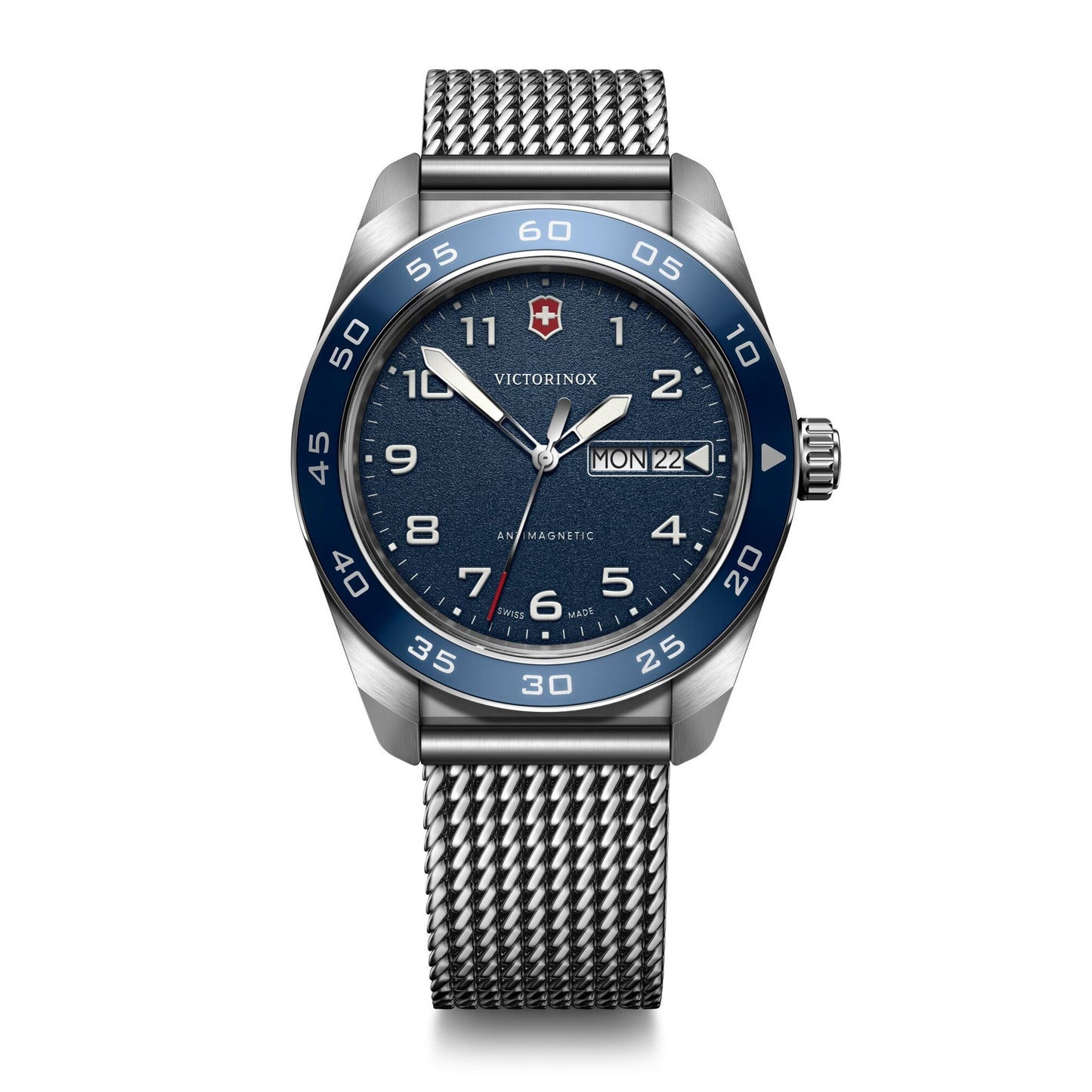 MENS SWISS ARMY QUARTZ STAINLESS STELE MESH WATCH DIAL