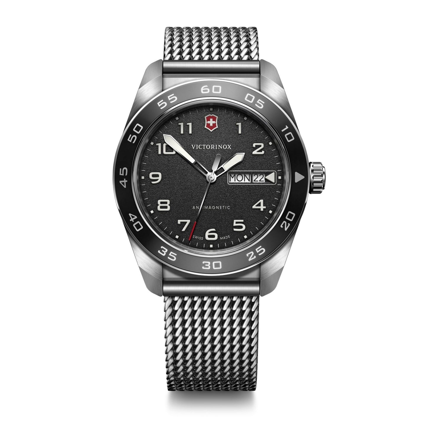 MENS SWISS ARMY QUARTZ STAINLESS STELE MESH WATCH DIAL