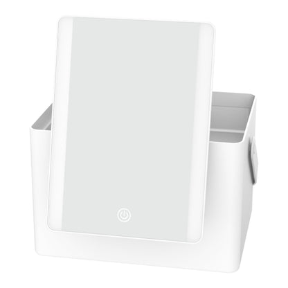 LED LIGHTED MAKEUP MIRROR W/ STORAGE
