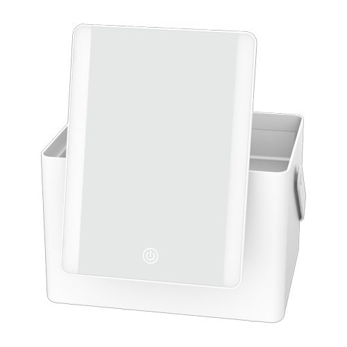 LED LIGHTED MAKEUP MIRROR W/ STORAGE