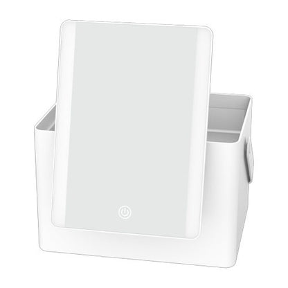 LED LIGHTED MAKEUP MIRROR W/ STORAGE