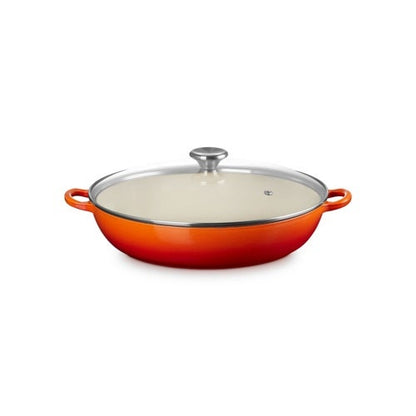 5QT TRADITIONAL CAST IRON BRAISER W/ GLASS LID