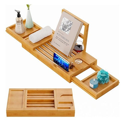 EXPANDABLE BAMBOO BATHTUB TRAY