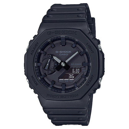 MENS 2100 G-SHOCK OCTAGON ANA-DIGI BLACK RESIN WATCH BLACK DIAL