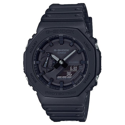 MENS 2100 G-SHOCK OCTAGON ANA-DIGI BLACK RESIN WATCH BLACK DIAL