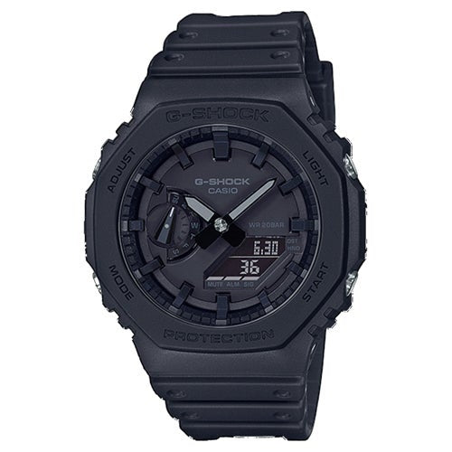 MENS 2100 G-SHOCK OCTAGON ANA-DIGI BLACK RESIN WATCH BLACK DIAL