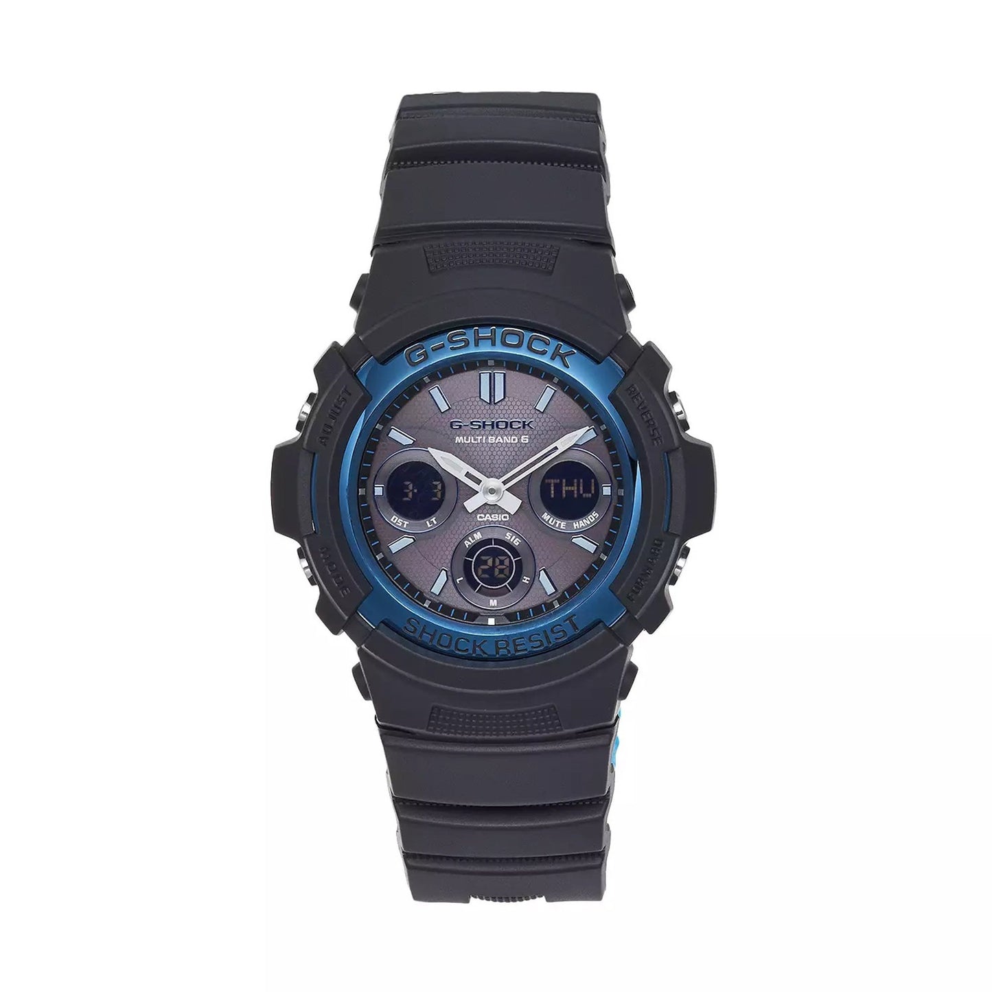 MEN'S TOUGH SOLAR ANALOG/DIGITAL BLACK RESIN WATCH, BLACK DIAL