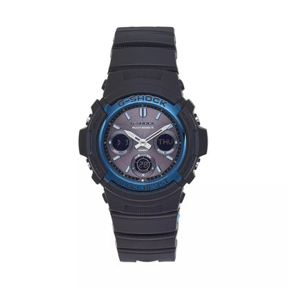 MEN'S TOUGH SOLAR ANALOG/DIGITAL BLACK RESIN WATCH, BLACK DIAL