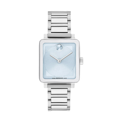 LADIES BOLD EVOLUTION 2.0 SILVER-TONE SS SQUARE WATCH LIGHT BLUE DIAL