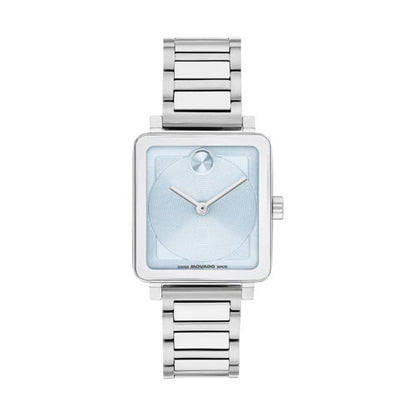 LADIES BOLD EVOLUTION 2.0 SILVER-TONE SS SQUARE WATCH LIGHT BLUE DIAL