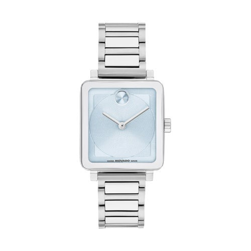 LADIES BOLD EVOLUTION 2.0 SILVER-TONE SS SQUARE WATCH LIGHT BLUE DIAL