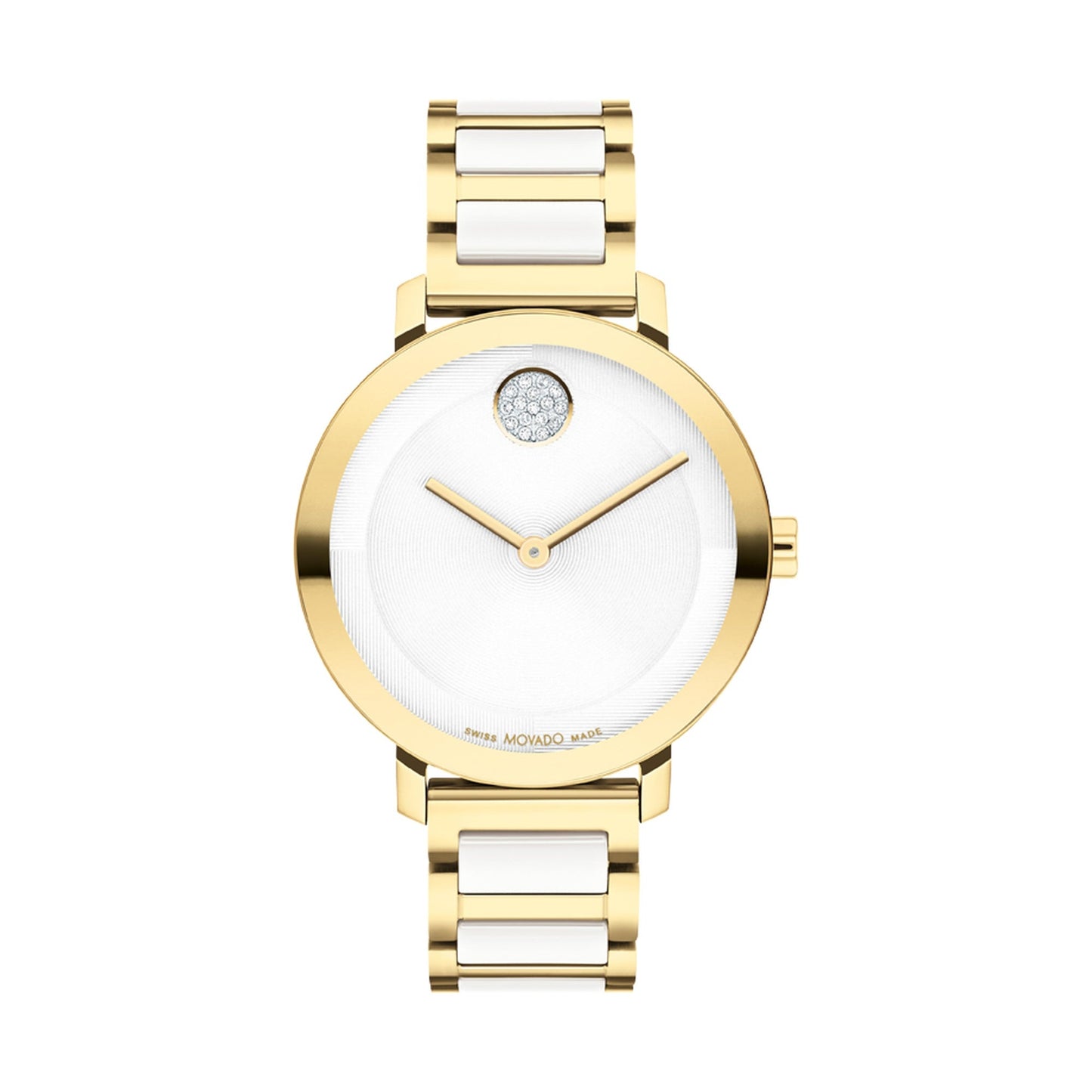 LADIES BOLD EVOLUTION 2.0 GOLD SS & WHITE CERAMIC WATCH WHITE DIAL