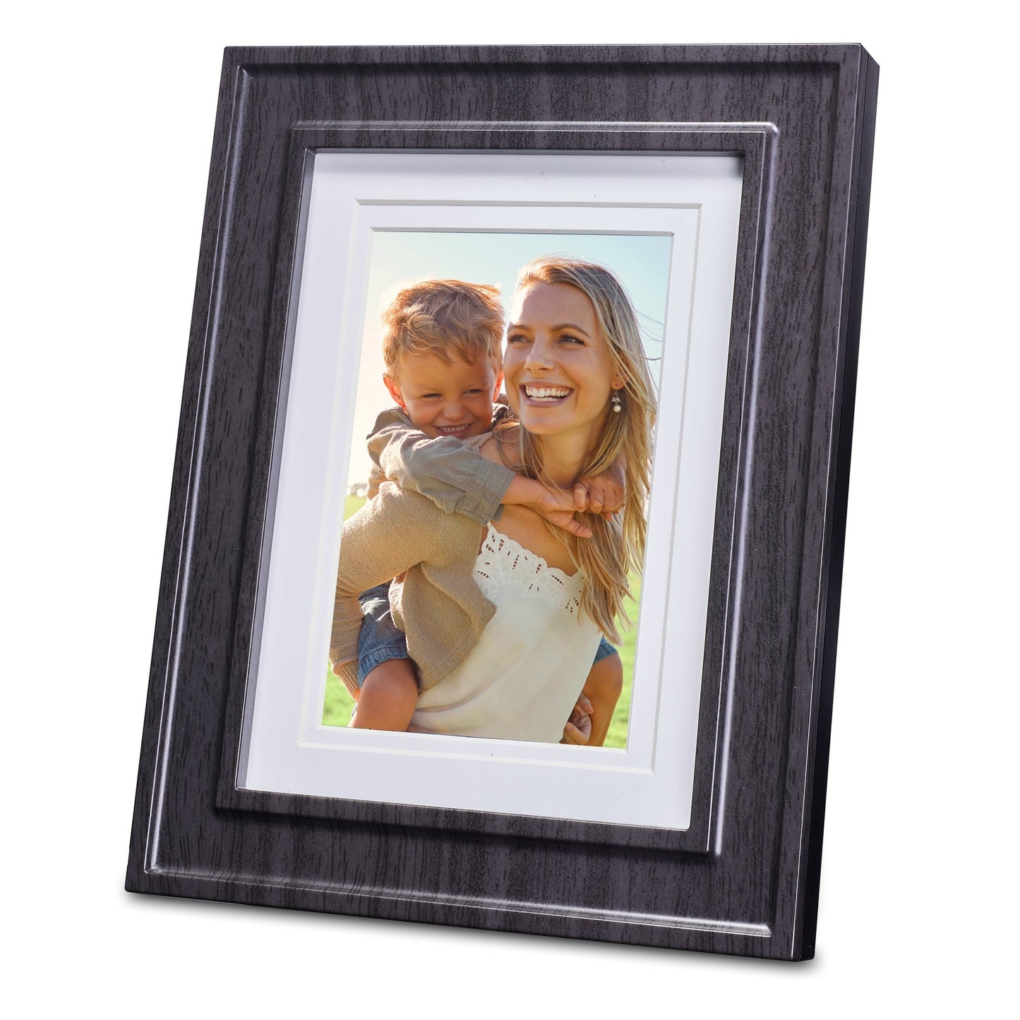 POWERPIC PHOTO FRAME WITH TRIPLE USB CHARGING DARK BROWN