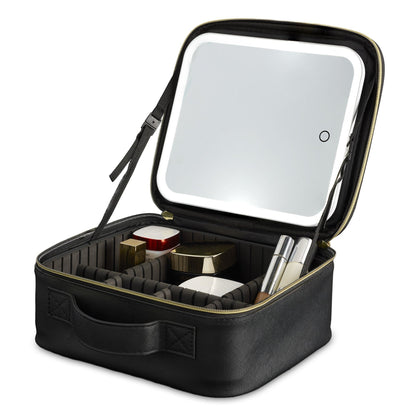 PORTABLE LIGHTED VANITY MIRROR W/ MAKEUP CASE