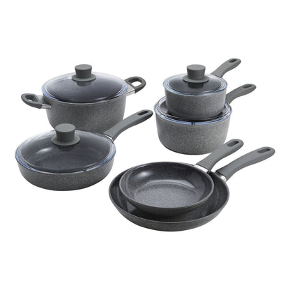 PARMA PLUS 10PC ALUMINUM NONSTICK CERAMIC COOKWARE SET GREY