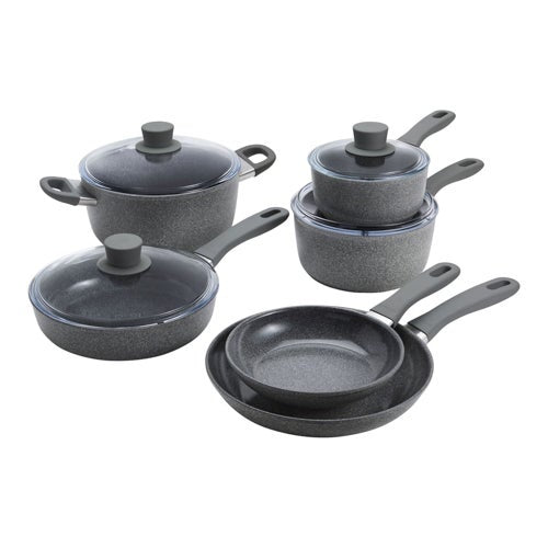 PARMA PLUS 10PC ALUMINUM NONSTICK CERAMIC COOKWARE SET GREY
