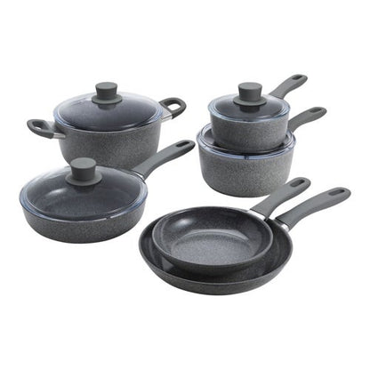 PARMA PLUS 10PC ALUMINUM NONSTICK CERAMIC COOKWARE SET GREY
