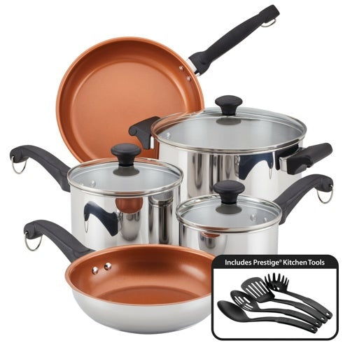 CLASSIC TRADITIONS 12PC CERAMIC STAINLESS STEEL COOKWARE SET