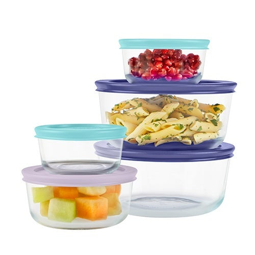 SIMPLY STORE 10PC GLASS STORAGE SET W/ ASSORTED COLOR LIDS
