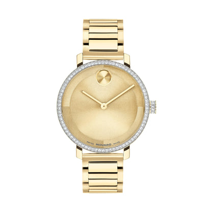 LADIES BOLD EVOLUTION 2.0 GOLD-TONE STAINLESS STEEL CRYSTAL WATCH GOLD DIAL