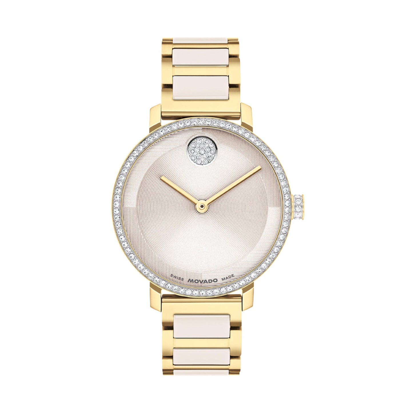 LADIES BOLD EVOLUTION 2.0 GOLD-TONE SS & TAUPE CERAMIC WATCH TAUPE DIAL