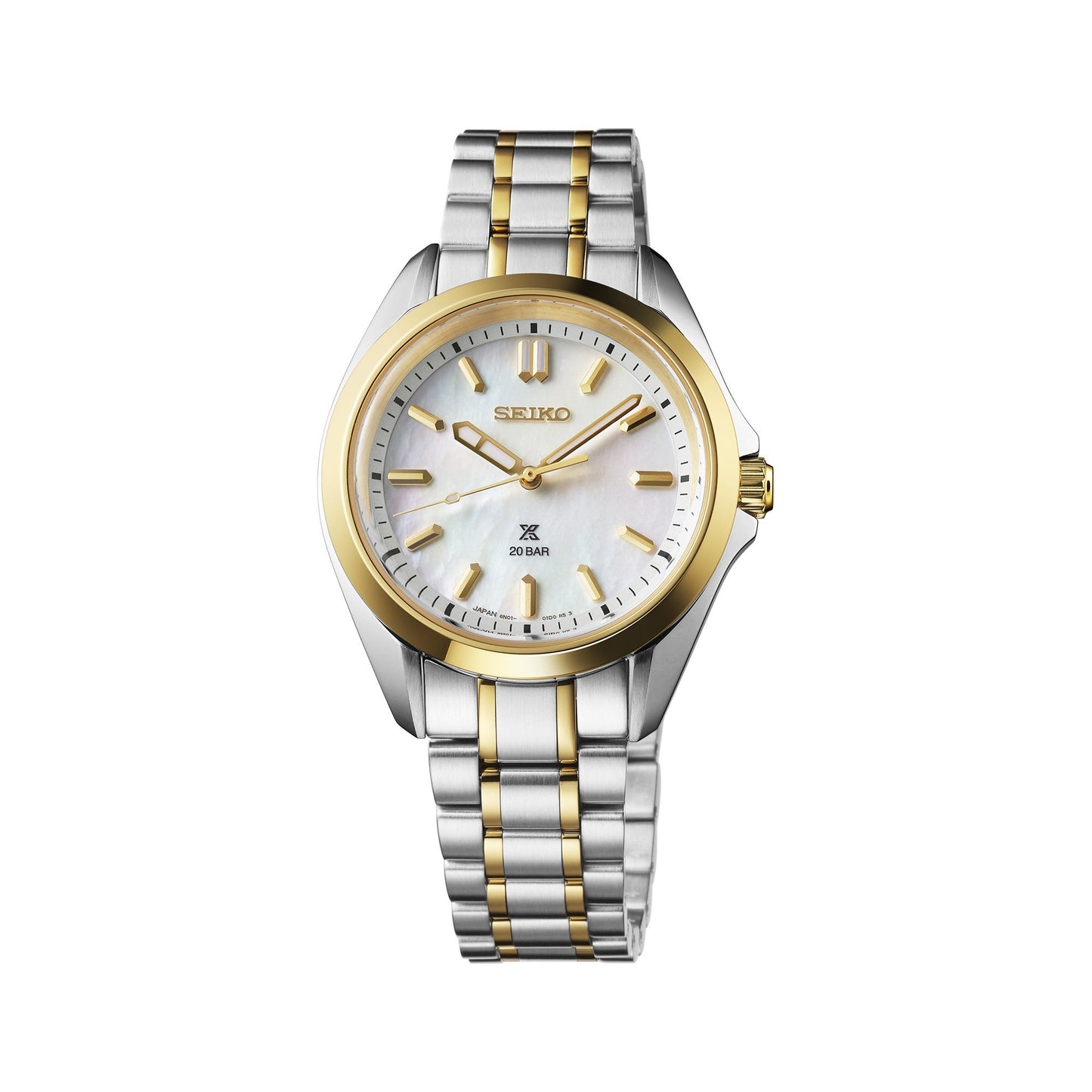 LADIES PROSPEX SEA TWO-TONE STAINLESS STEEL WATCH MOTHER-OF-PEARL DIAL