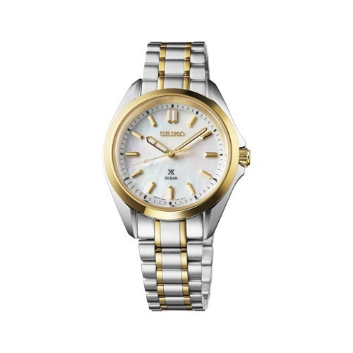 LADIES PROSPEX SEA TWO-TONE STAINLESS STEEL WATCH MOTHER-OF-PEARL DIAL