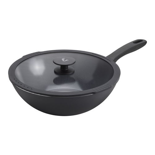 NOLA BY EMERIL 11" CERAMIC NONSTICK WOK W/ LID BLACK