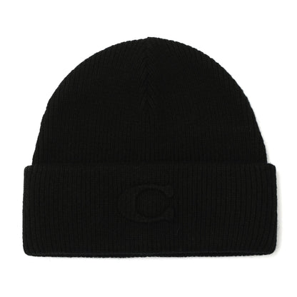 SIGNATURE EMBOSSED C KNIT BEANIE BLACK