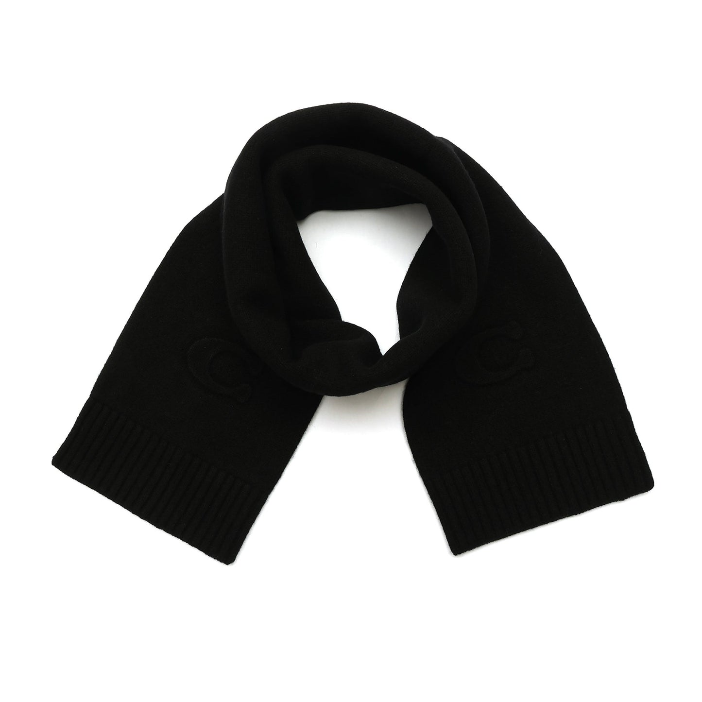 SIGNATURE EMBOSSED C KNIT MUFFLER BLACK