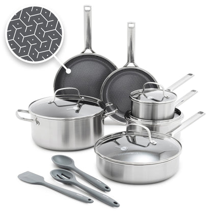 APEX STAINLESS STEEL 13PC COOKWARE SET