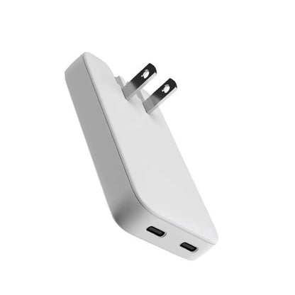 65W GAN DUAL USB-C PORT WALL CHARGER WHITE