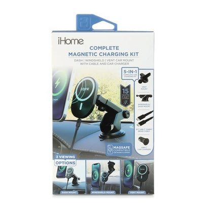 15W MAGNETIC WIRELESS 5-IN-1 CHARGING CAR MOUNT KIT
